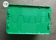लिड्स के साथ पुनर्नवीनीकरण ग्रीन प्लास्टिक भंडारण बक्से, संलग्न ढक्कन कंटेनर 500 X 330 X 236 मिमी