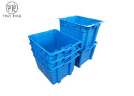 Lids खाद्य ग्रेड 505 * 410 * 320 मिमी ब्लू / ग्रे के साथ स्क्वायर मछली प्लास्टिक ढोना बक्से
